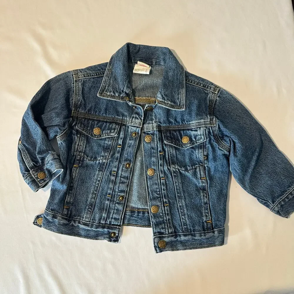 Vintage Faded Glory 100% Cotton Denim Gender Neutral Jean Jacket Sz 24 mo
